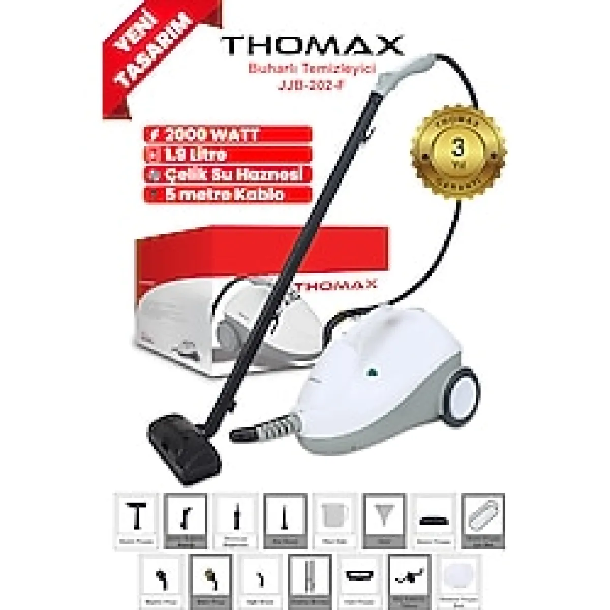 THOMAX Elektrikli Ev Aletleri Çok Fonksiyonlu Buharlı Temizlik Makinası Buharlı Temizleyici