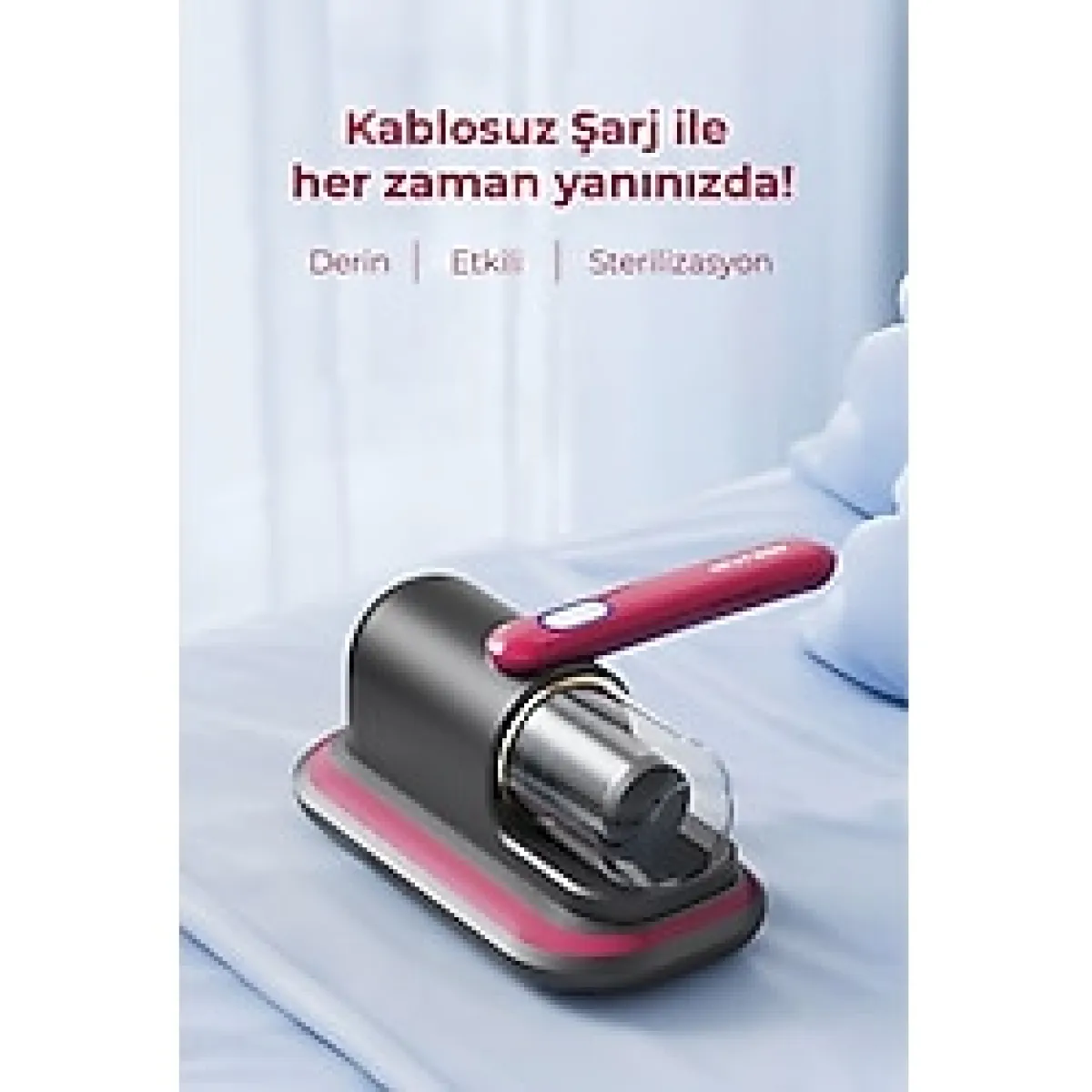 Uv Işınlı Şarjlı Yatak ve Koltuk El Süpürgesi Gri - Altın