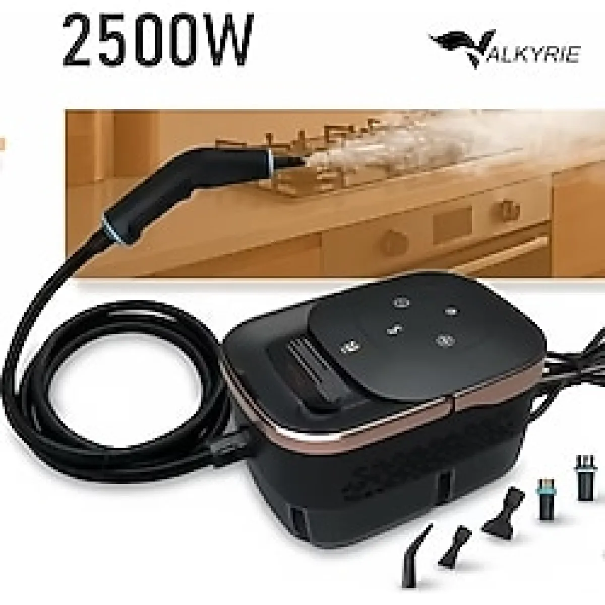 Valkyrie 2500W Yüksek Basınçlı Buharlı Temizleyici 6 Kademeli Güç Ayarı 10 Farklı Başlık Çok Fonksiyonlu Temizlik Makinesi