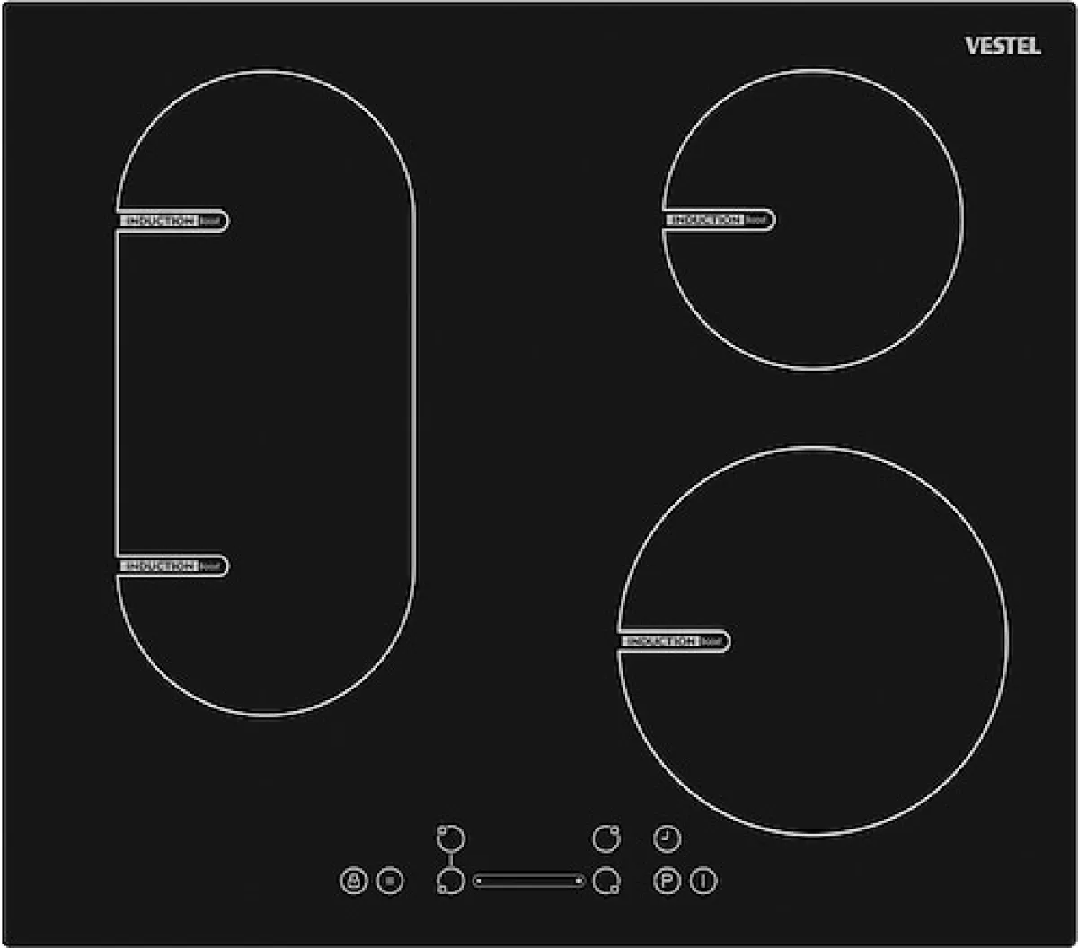 Vestel AO-6470 S-K Siyah Cam İndüksiyonlu Ankastre Ocak