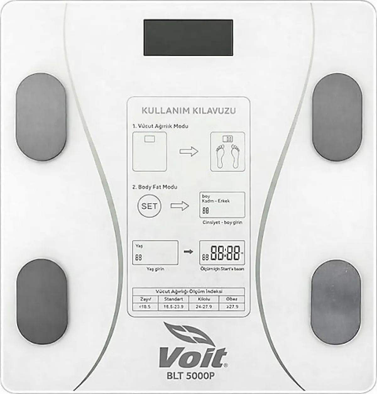 Voit BLT5000 Beyaz Bluetooth Özellikli Akıllı Vücut Analiz Baskülü