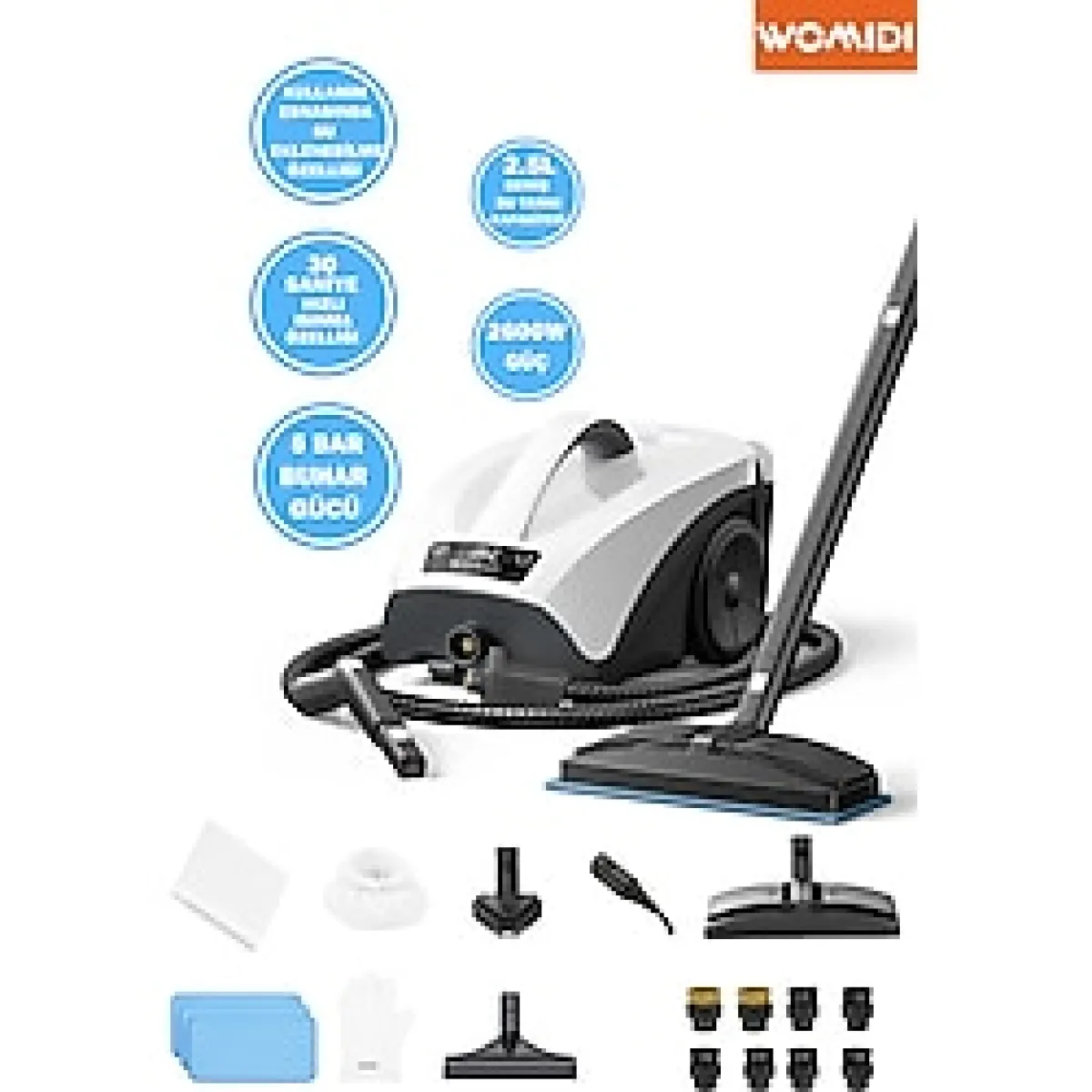 womidi Çok Fonksiyonlu Buharlı Temizleyici 30sn Hızlı Isınma Buharlı Temizlik Makinesi