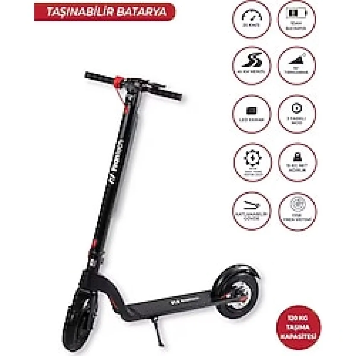 X8 Elektrikli Scooter - Max 700 W - Çıkartılabilir Batarya Özellikli Scooter