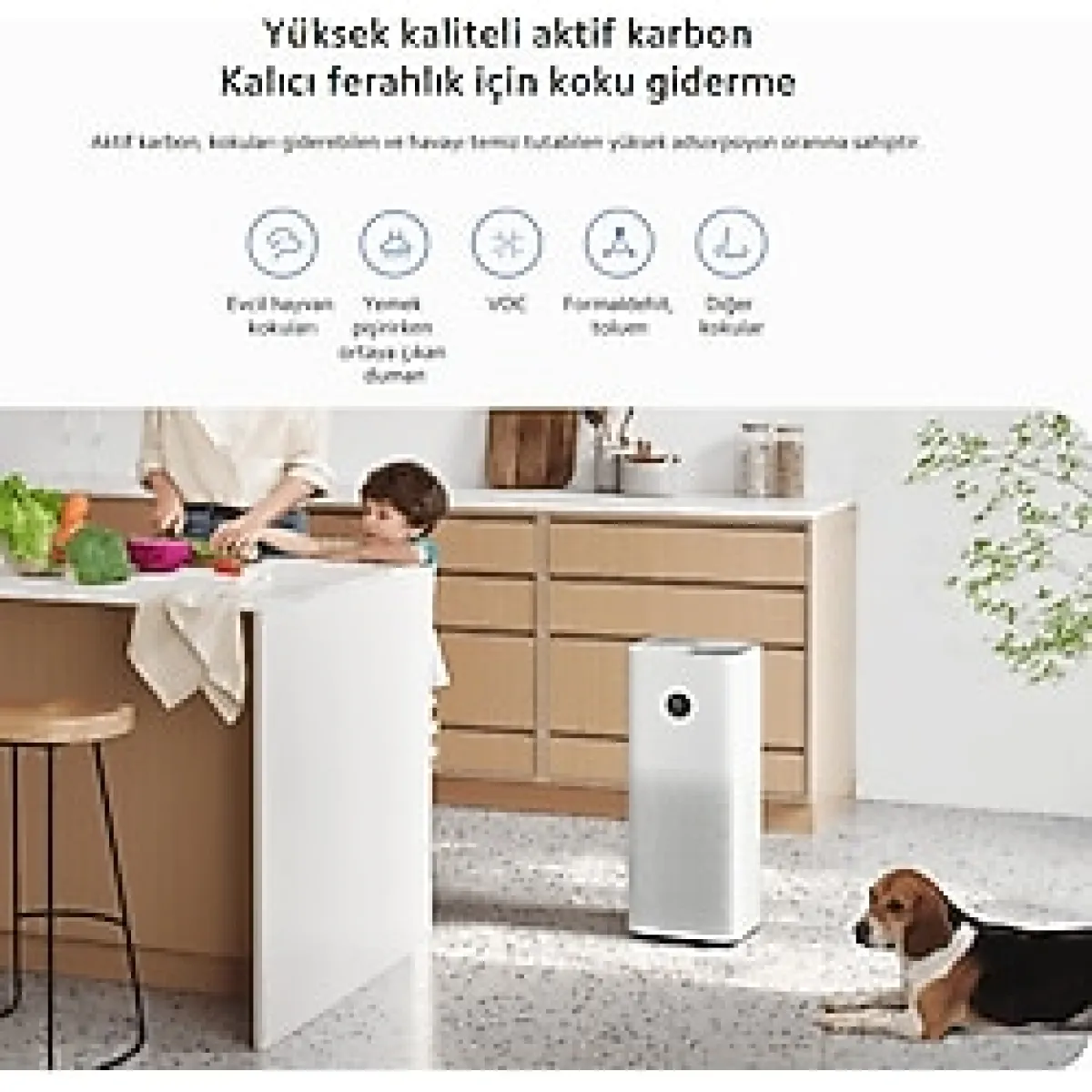 Xiaomi Hepa Yüksek kaliteli aktif karbon Filitre Akıllı uzaktan kumandalı Hava Temizleyici, 43M2-hediyeli - Beyaz