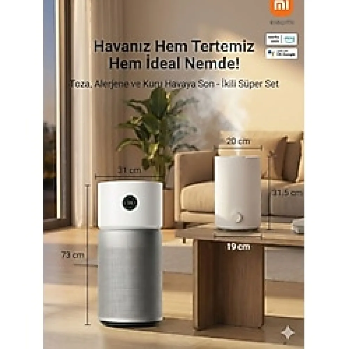 Xiaomi Plazma ve Uv-C Teknolojili Akıllı Elite Hava Temizleyici 125M2 Etkili Bakteri Virüs ve Alerjen Yok Edici Profesyonel Hijyen + Hava Nemlendirici - Beyaz