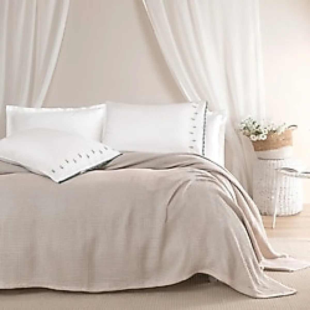 Yataş Brie Çift Kişilik Pike Takımı - Adaçayı 200 x 220