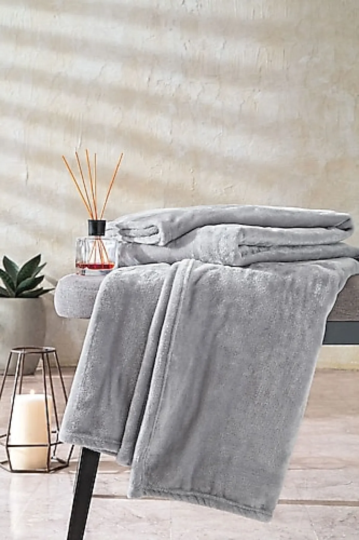 Yataş Olenna Açık Gri 140x190 cm Welsoft TV Battaniyesi