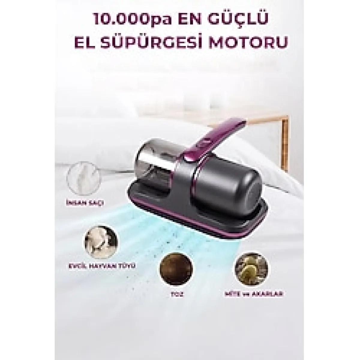 Yüksek Emiş Güçlü Şarjlı El Süpürgesi, 10.000PA, Hafif ve Pratik Temizlik Aracı - Amber - Seçenek 1