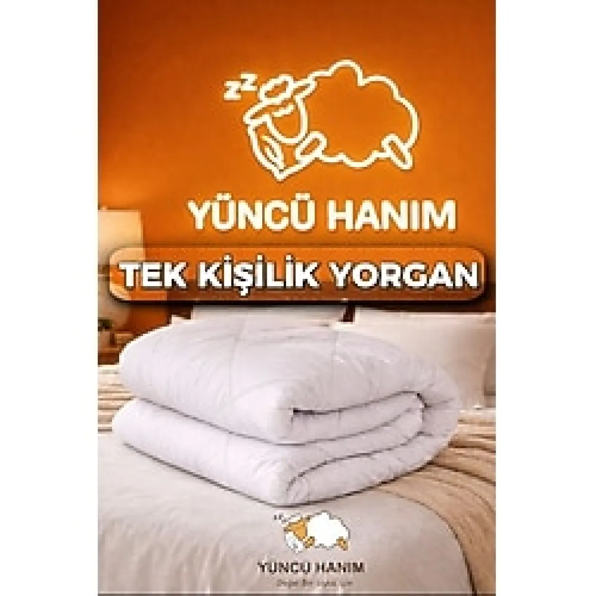 Yüncü Hanım Tek Kişilik Merinos Kuzu Yünü Yorgan (%100 Saf Merinos Kuzu Yünü) 155 x 215 cm - Beyaz