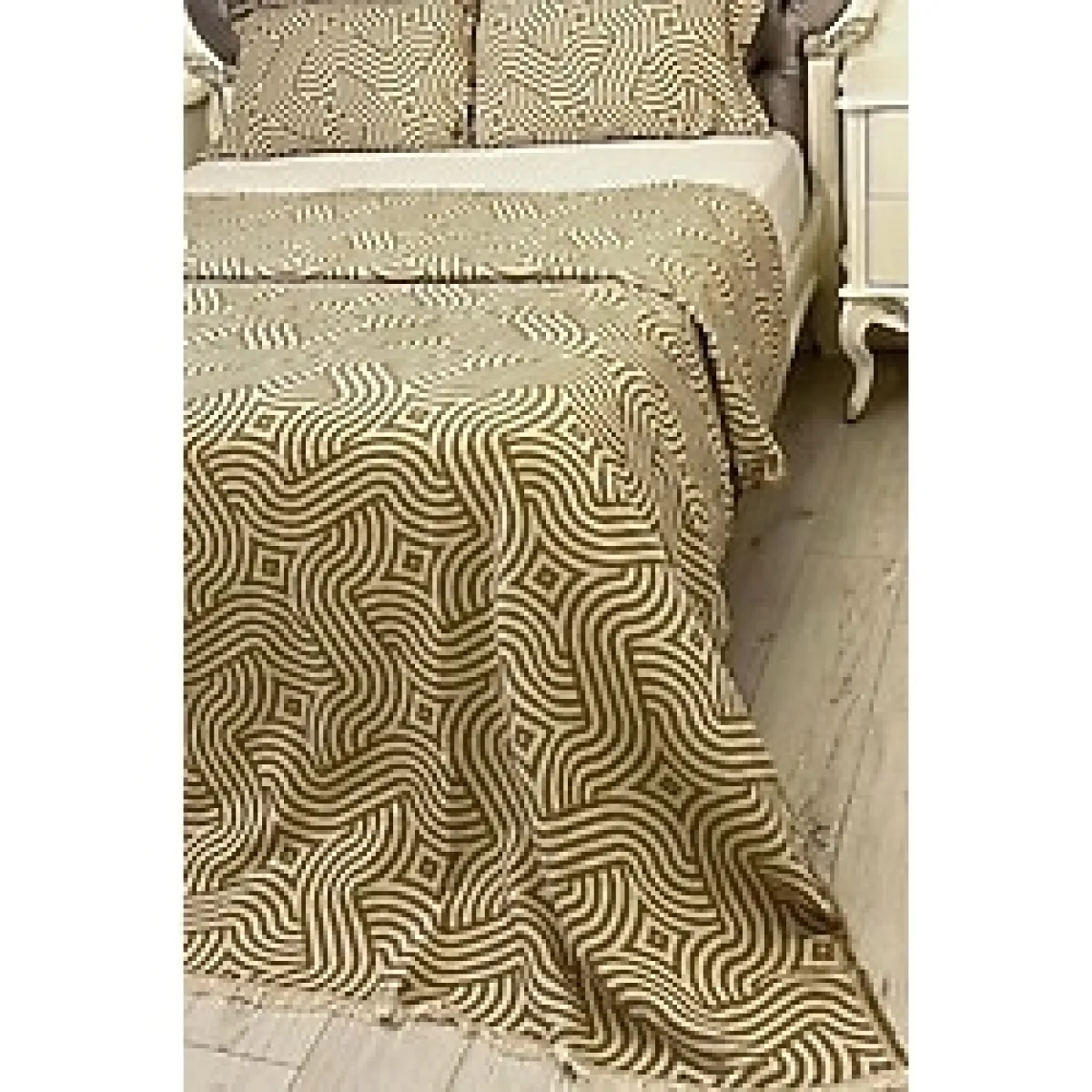 Zebra Müslin Çift Kişilik Saçaklı Pike Takımı 230X250 Kahve