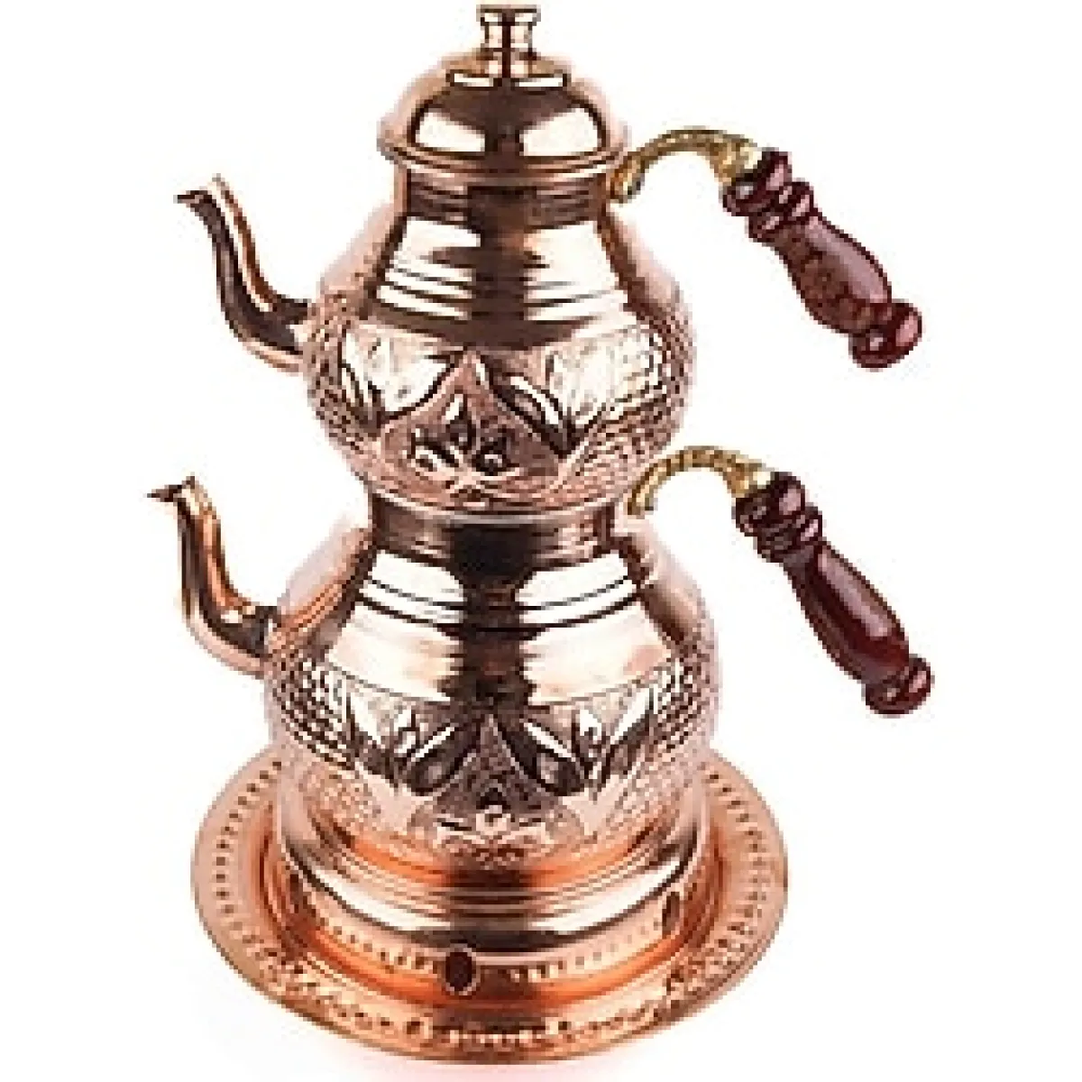 Zinnun Bakır Ocaklı Lale-Zımba Işlemeli Orta Boy Çaydanlık 0.70 mm Sac 1,8 ml +0.80 ml Hacim