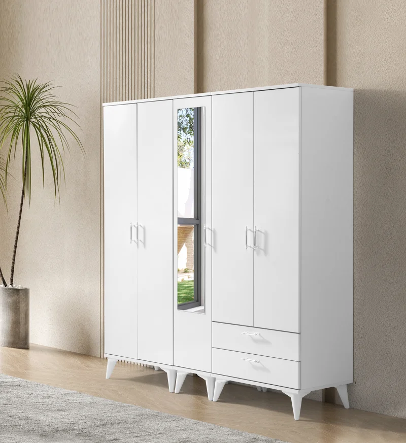 Askasya Beyaz 5 Kapılı Dolap (Er118)