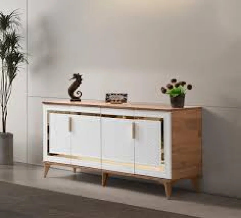 Hilal Ceviz Beyaz Konsol 180 cm (AK710)