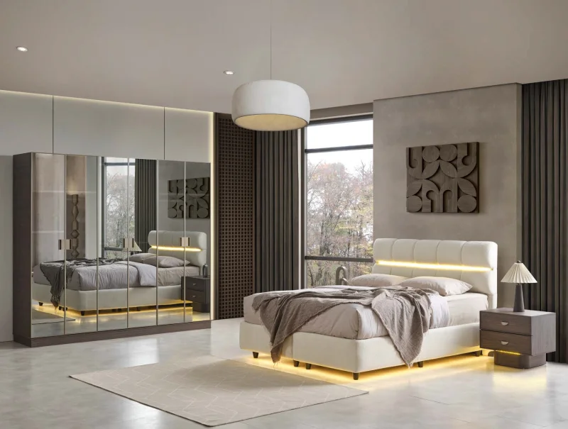 Lins MDF Yatak Odası Takımı (Başlıklı)