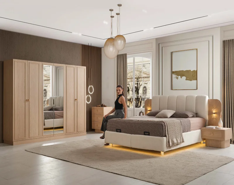 Guell MDF Yatak Odası Takımı (Başlıklı)