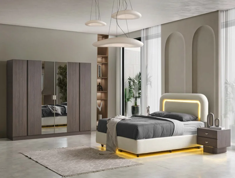 Hermes MDF Yatak Odası Takımı (Başlıklı)