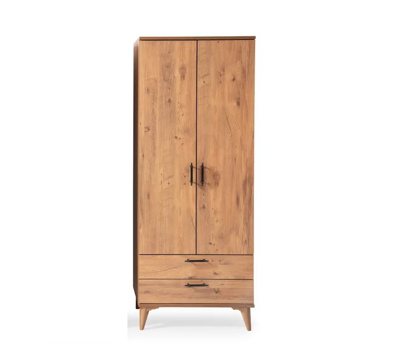 Akasya Ceviz 2 Kapılı Çekmeceli Dolap (Er122)